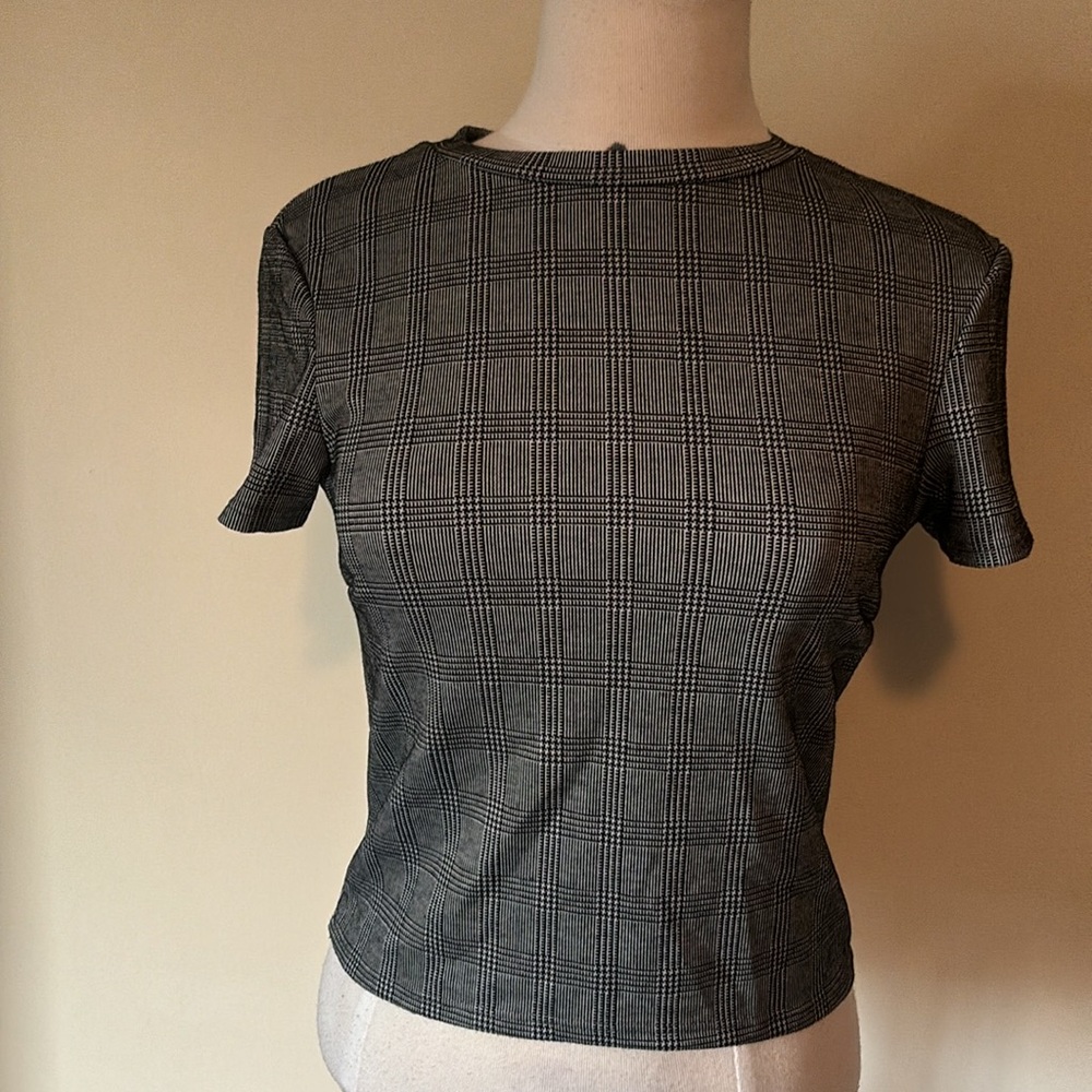 NWT Antistar Plaid Gray Women's Top Size Small